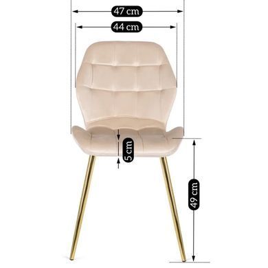 Стілець оксамитовий MEBEL ELITE LUCKY Velvet Кремовий / Золотий фотографія
