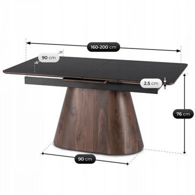 Стол раскладной MEBEL ELITE LIZBONA 160(200)х90 см Черный/Орех фотография