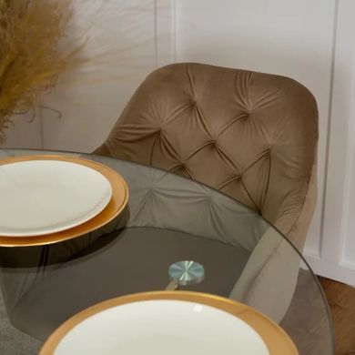 Стілець оксамитовий MEBEL ELITE RAYA Velvet бежевий / золотий фотографія