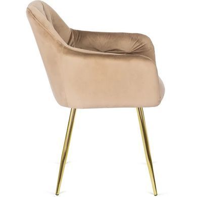 Стілець оксамитовий MEBEL ELITE RAYA Velvet бежевий / золотий фотографія