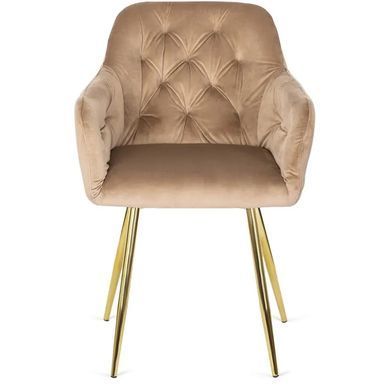 Стілець оксамитовий MEBEL ELITE RAYA Velvet бежевий / золотий фотографія