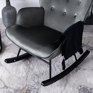 Крісло-гойдалка оксамитове MEBEL ELITE ELIS Velvet Сірий фотографія