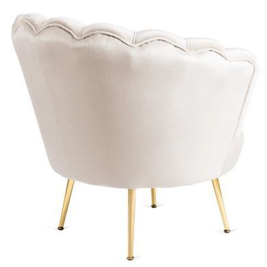 Крісло м'яке з підставкою MEBEL ELITE GRAND Velvet Кремовий фотографія
