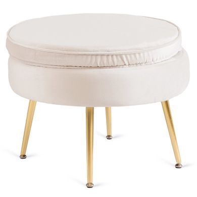 Крісло м'яке з підставкою MEBEL ELITE GRAND Velvet Кремовий фотографія