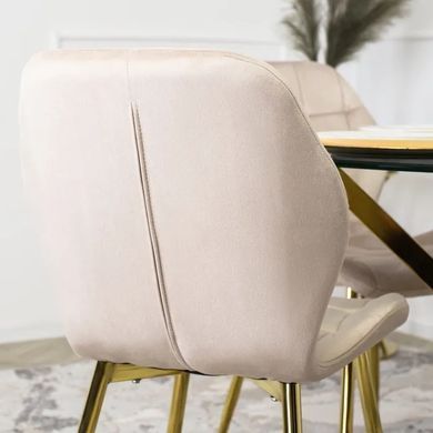 Стілець оксамитовий MEBEL ELITE LUCKY Velvet Кремовий / Золотий фотографія
