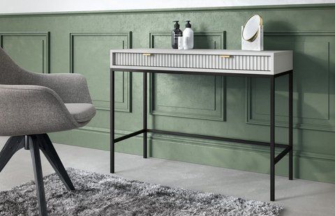 Стіл туалетний Perfect Home Нова / Nova з 2 шухлядами та чорними ніжками T104 Сірий фотографія