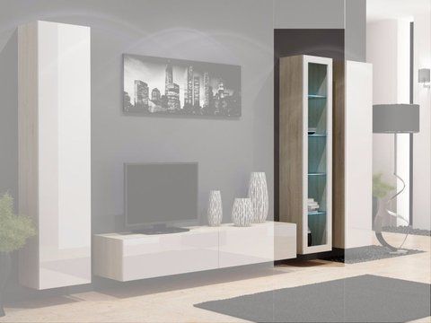 Вітрина підвісна VIGO Cama 180 Скло Дуб Сонома Мат / Білий Глянець фотографія