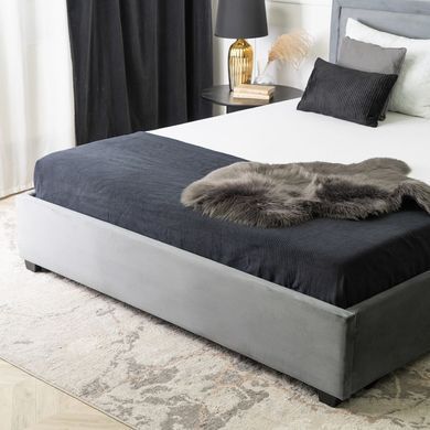 Кровать бархатная MEBEL ELITE BLOOM Velvet 160x200см Серый фотография