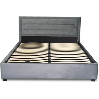 Кровать бархатная MEBEL ELITE BLOOM Velvet 160x200см Серый фотография
