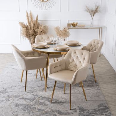 Стул бархатный MEBEL ELITE RAYA Velvet крем/золотой фотография
