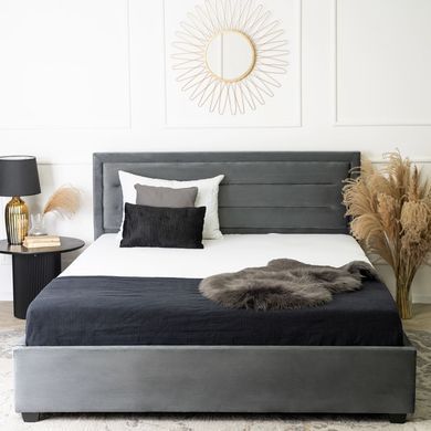 Кровать бархатная MEBEL ELITE BLOOM Velvet 160x200см Серый фотография