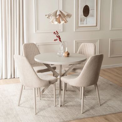 Стол раскладной круглый MEBEL ELITE LUGO 90(190)х90 см Кашемир/Кашемир фотография