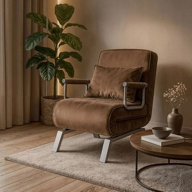 Крісло розкладне MEBEL ELITE BART Velvet&nbsp;Коричневий фотографія