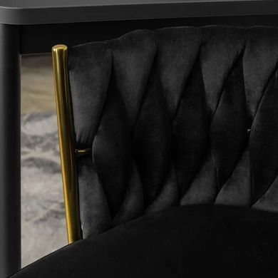 Барний стілець оксамитовий MEBEL ELITE FLORES 2 Velvet чорний / золотий фотографія