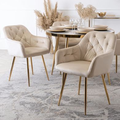 Стул бархатный MEBEL ELITE RAYA Velvet крем/золотой фотография