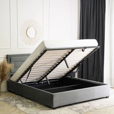 Кровать бархатная MEBEL ELITE BLOOM Velvet 160x200см Серый фотография