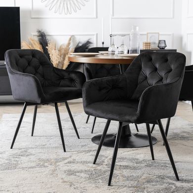 Стілець поворотний оксамитовий MEBEL ELITE IDA Velvet Чорний фотографія