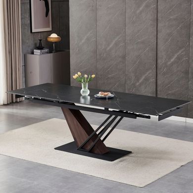 Стол раскладной MEBEL ELITE REX 2 180(240)х90 см Черный мрамор / Орех фотография
