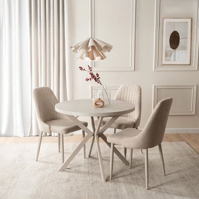 Стол раскладной круглый MEBEL ELITE LUGO 90(190)х90 см Кашемир/Кашемир фотография