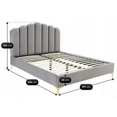 Ліжко двоспальне MEBEL ELITE GEMINI Velvet 160x200 см Сірий фотографія