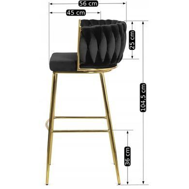 Барний стілець оксамитовий MEBEL ELITE FLORES 2 Velvet чорний / золотий фотографія