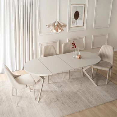 Стол раскладной круглый MEBEL ELITE LUGO 90(190)х90 см Кашемир/Кашемир фотография