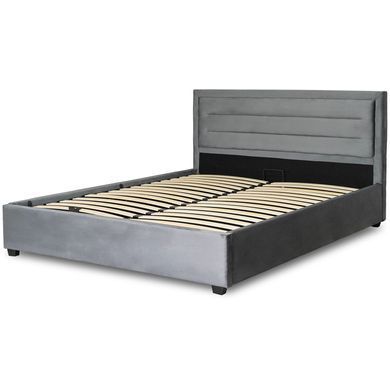 Кровать бархатная MEBEL ELITE BLOOM Velvet 160x200см Серый фотография