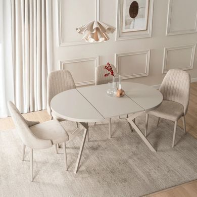 Стол раскладной круглый MEBEL ELITE LUGO 90(190)х90 см Кашемир/Кашемир фотография