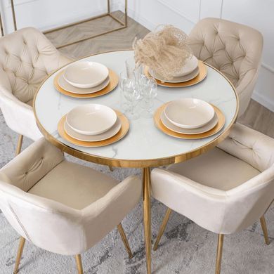 Стул бархатный MEBEL ELITE RAYA Velvet крем/золотой фотография