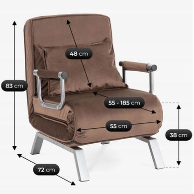 Крісло розкладне MEBEL ELITE BART Velvet&nbsp;Коричневий фотографія