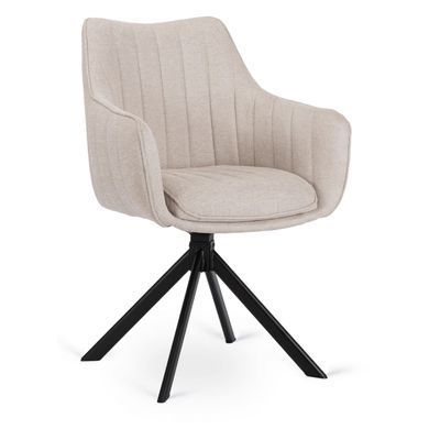 Комплект стол MEBEL ELITE IBIZA 160(240)х90 см, черный мрамор/черный, и 4 кремовых стула MUMBAI фотография