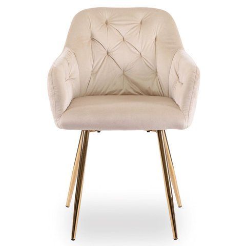 Стул бархатный MEBEL ELITE RAYA Velvet крем/золотой фотография