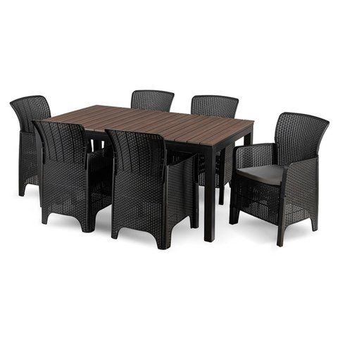 Комплект садовой мебели MEBEL ELITE ARGOS 160-240 FRESNO 6 орех/черный
