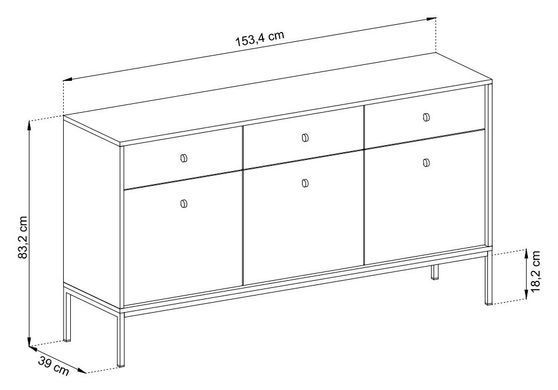 Комод Perfect Home Моно/Mono 3-дверный с 3 ящиками и золотыми ножками MKSZ154 Беж песочный фотография