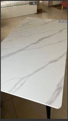Стол SABA CERAMIC Intarsio 130x70 Белый Глянец Керамика Черный Мат фотография