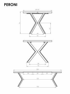 Стіл розкладний PERONI Halmar 100(250)х100 Горіх / Чорний фотографія