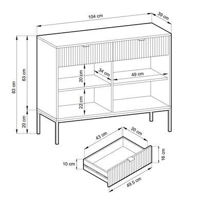 Комод Perfect Home Нова / Nova 2-дверний з 2 шухлядами і золотими ніжками KSZ104 Сірий фотографія