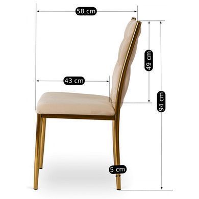 Стілець оксамитовий MEBEL ELITE DAN Velvet Кремовий/ Золотий фотографія