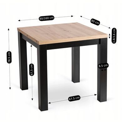 Комплект стол раскладной MEBEL ELITE MAX 80(160)х80 см Дуб артизан Черный +4 стула CHRIS Зеленый фотография