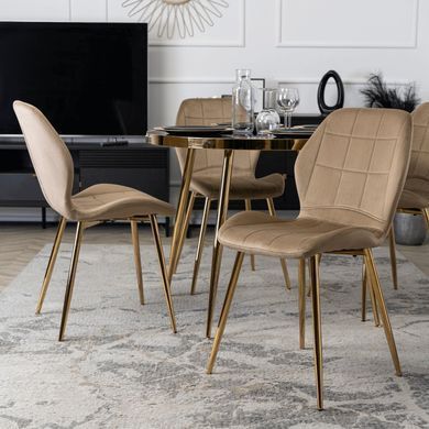 Стул бархатный MEBEL ELITE IRYS Velvet Беж/золото фотография