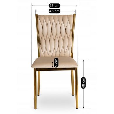 Стілець оксамитовий MEBEL ELITE DAN Velvet Кремовий/ Золотий фотографія