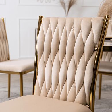 Стілець оксамитовий MEBEL ELITE DAN Velvet Кремовий/ Золотий фотографія