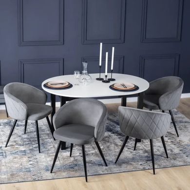 Стіл кухонний розкладний MEBEL ELITE HARRY 102(142)х102 см Білий / чорний фотографія