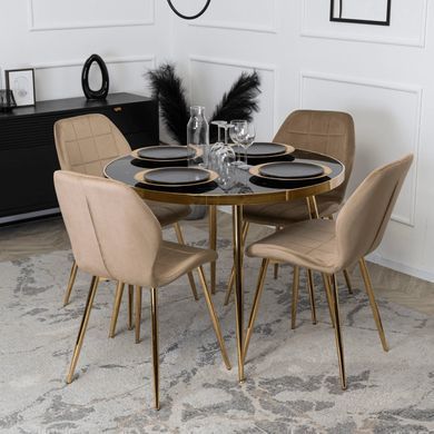 Стул бархатный MEBEL ELITE IRYS Velvet Беж/золото фотография