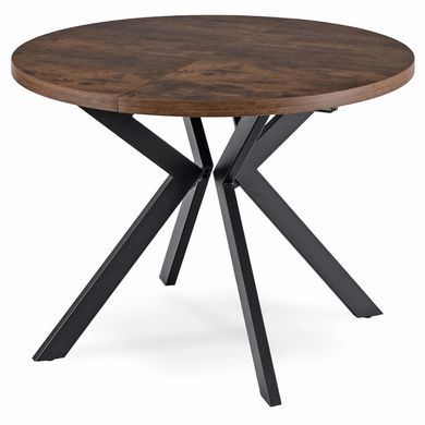 Комплект стіл MEBEL ELITE LUKAS 100(250)х100 смрустикальний дуб/чорний, та 4 стільців RICK коричневого кольору фотографія