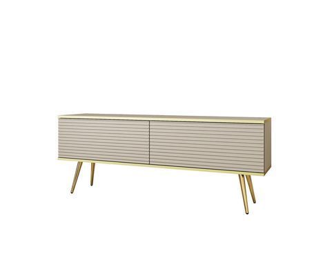 Тумба під телевізор Perfect Home Оро / Oro 2-дверна з золотими ніжками RTV135 MDF Бежевий фотографія