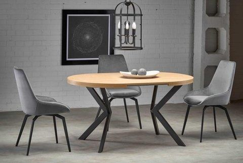 Стол раскладной PERONI Halmar 100(250)х100 золотой Дуб/Черный фотография