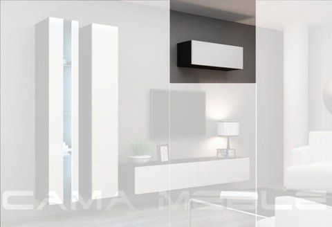 Вітрина підвісна VIGO Cama 90 Чорний Мат / Білий Глянець фотографія