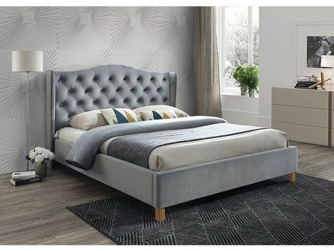 Ліжко ASPEN Velvet Signal 160x200 Світло Сірий фотографія