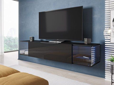 ТВ Тумба Sky RTV Cama Чорний/Чорний глянець фотографія